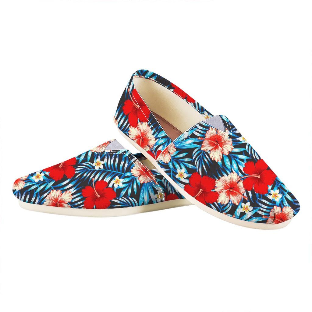 Turquoise Leaves Hibiscus Pattern Print Casual Shoes