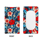 Turquoise Leaves Hibiscus Pattern Print Changing Pad Cover