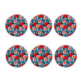 Turquoise Leaves Hibiscus Pattern Print Coaster Set