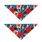 Turquoise Leaves Hibiscus Pattern Print Dog Bandana