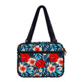 Turquoise Leaves Hibiscus Pattern Print Double Strap Bible Bag