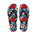 Turquoise Leaves Hibiscus Pattern Print Flip Flops