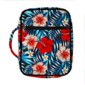 Turquoise Leaves Hibiscus Pattern Print Front Pocket Bible Bag
