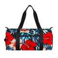 Turquoise Leaves Hibiscus Pattern Print Gym Bag