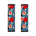 Turquoise Leaves Hibiscus Pattern Print Handle Covers