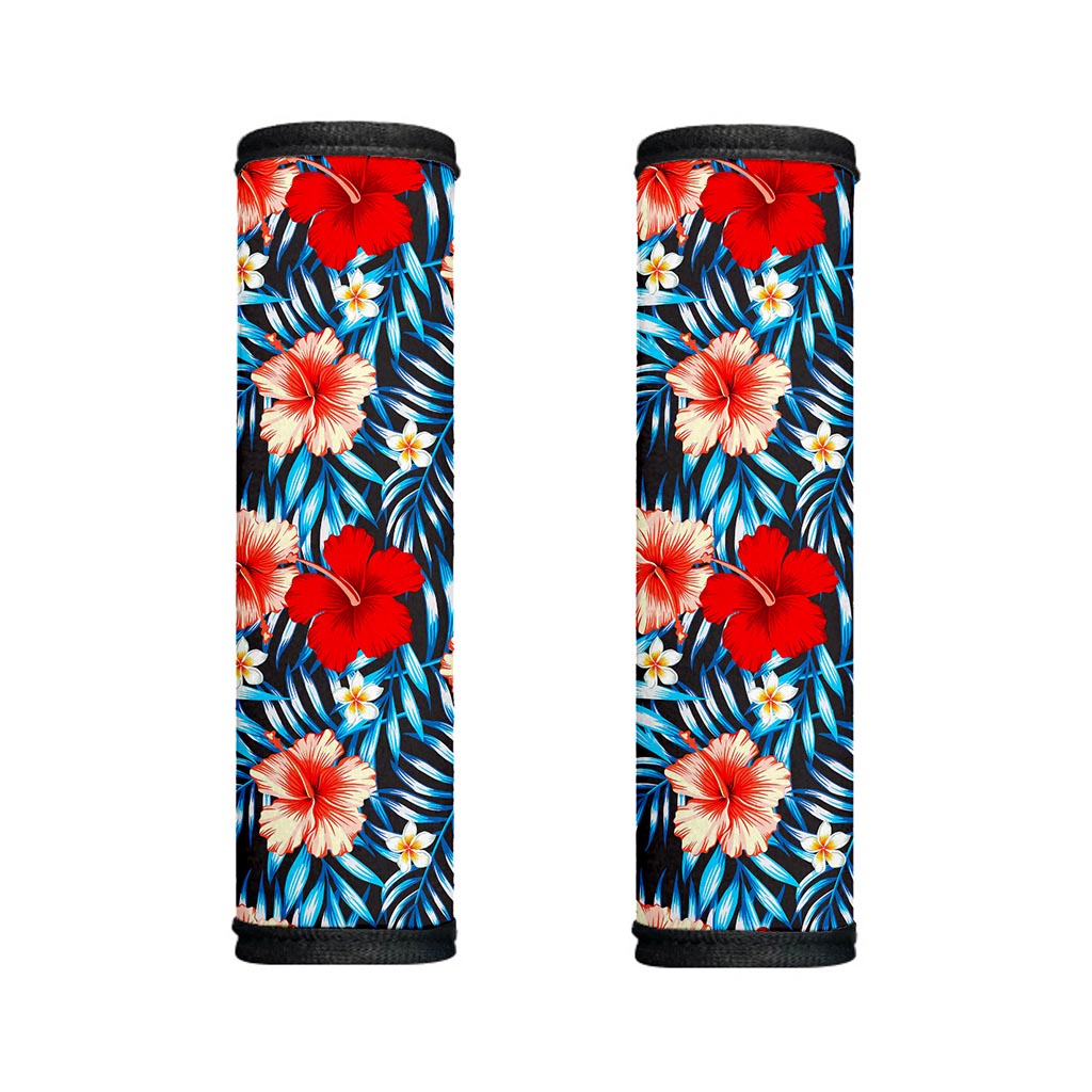 Turquoise Leaves Hibiscus Pattern Print Handle Covers