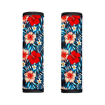 Turquoise Leaves Hibiscus Pattern Print Handle Covers