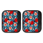 Turquoise Leaves Hibiscus Pattern Print Handle Covers