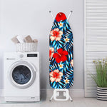 Turquoise Leaves Hibiscus Pattern Print Ironing Board Cover