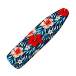 Turquoise Leaves Hibiscus Pattern Print Ironing Board Cover