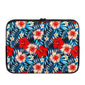 Turquoise Leaves Hibiscus Pattern Print Laptop Sleeve