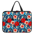 Turquoise Leaves Hibiscus Pattern Print Laptop Sleeve With Handle