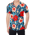 Turquoise Leaves Hibiscus Pattern Print Men's Shirt