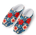 Turquoise Leaves Hibiscus Pattern Print Mesh Casual Shoes