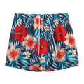 Turquoise Leaves Hibiscus Pattern Print Mesh Shorts