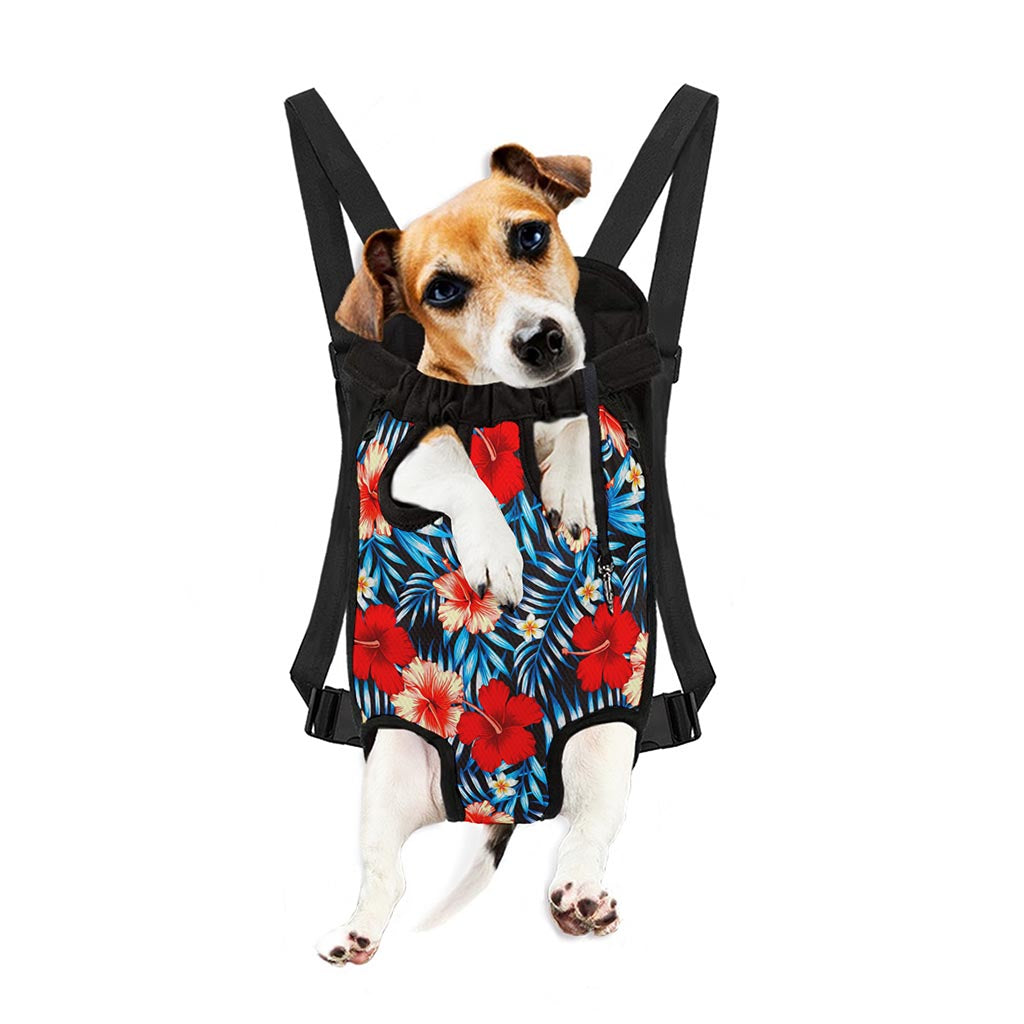 Turquoise Leaves Hibiscus Pattern Print Pet Carrier Backpack