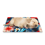 Turquoise Leaves Hibiscus Pattern Print Pet Cooling Mat Cover