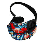 Turquoise Leaves Hibiscus Pattern Print Pet Sling Carrier