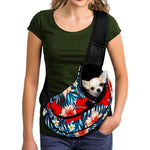 Turquoise Leaves Hibiscus Pattern Print Pet Sling Carrier
