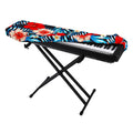 Turquoise Leaves Hibiscus Pattern Print Piano Keyboard Cover