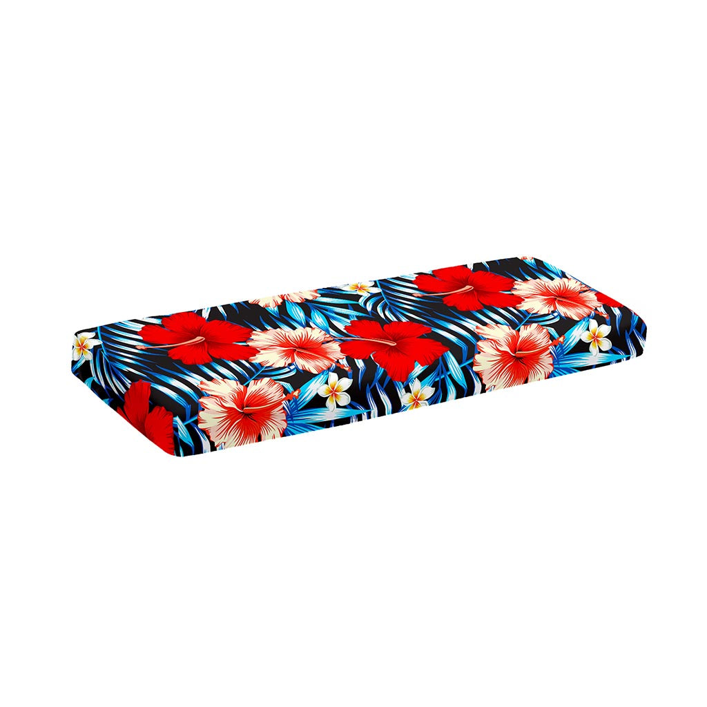 Turquoise Leaves Hibiscus Pattern Print Piano Keyboard Cover