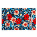 Turquoise Leaves Hibiscus Pattern Print Placemat