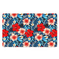 Turquoise Leaves Hibiscus Pattern Print Polyester Doormat
