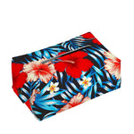 Turquoise Leaves Hibiscus Pattern Print Rectangle Tissue Box Cover