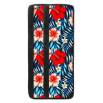 Turquoise Leaves Hibiscus Pattern Print Refrigerator Handle Covers