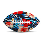 Turquoise Leaves Hibiscus Pattern Print Rugby Ball