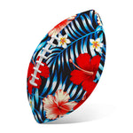Turquoise Leaves Hibiscus Pattern Print Rugby Ball
