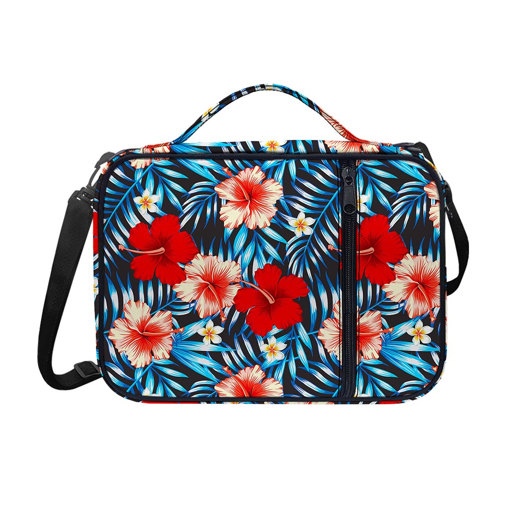 Turquoise Leaves Hibiscus Pattern Print Shoulder Strap Bible Bag