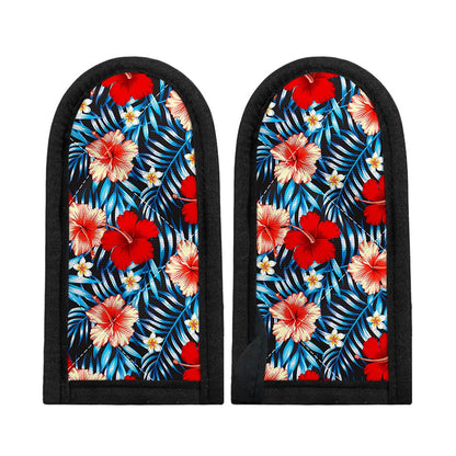 Turquoise Leaves Hibiscus Pattern Print Skillet Handle Cover