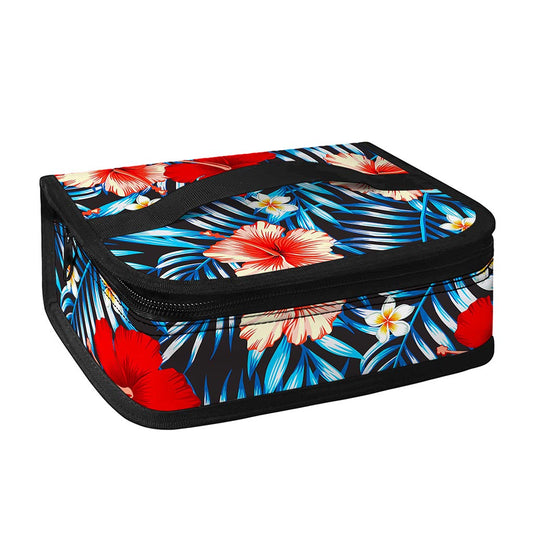 Turquoise Leaves Hibiscus Pattern Print Small Lunch Bag