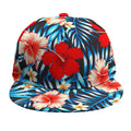Turquoise Leaves Hibiscus Pattern Print Snapback Cap