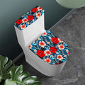 Turquoise Leaves Hibiscus Pattern Print Toilet Lid And Tank Cover Set