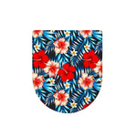 Turquoise Leaves Hibiscus Pattern Print Toilet Lid Cover