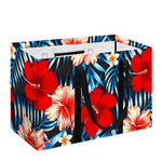 Turquoise Leaves Hibiscus Pattern Print Utility Tote Bag