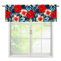 Turquoise Leaves Hibiscus Pattern Print Window Valance