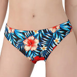 Turquoise Leaves Hibiscus Pattern Print Women's Panties