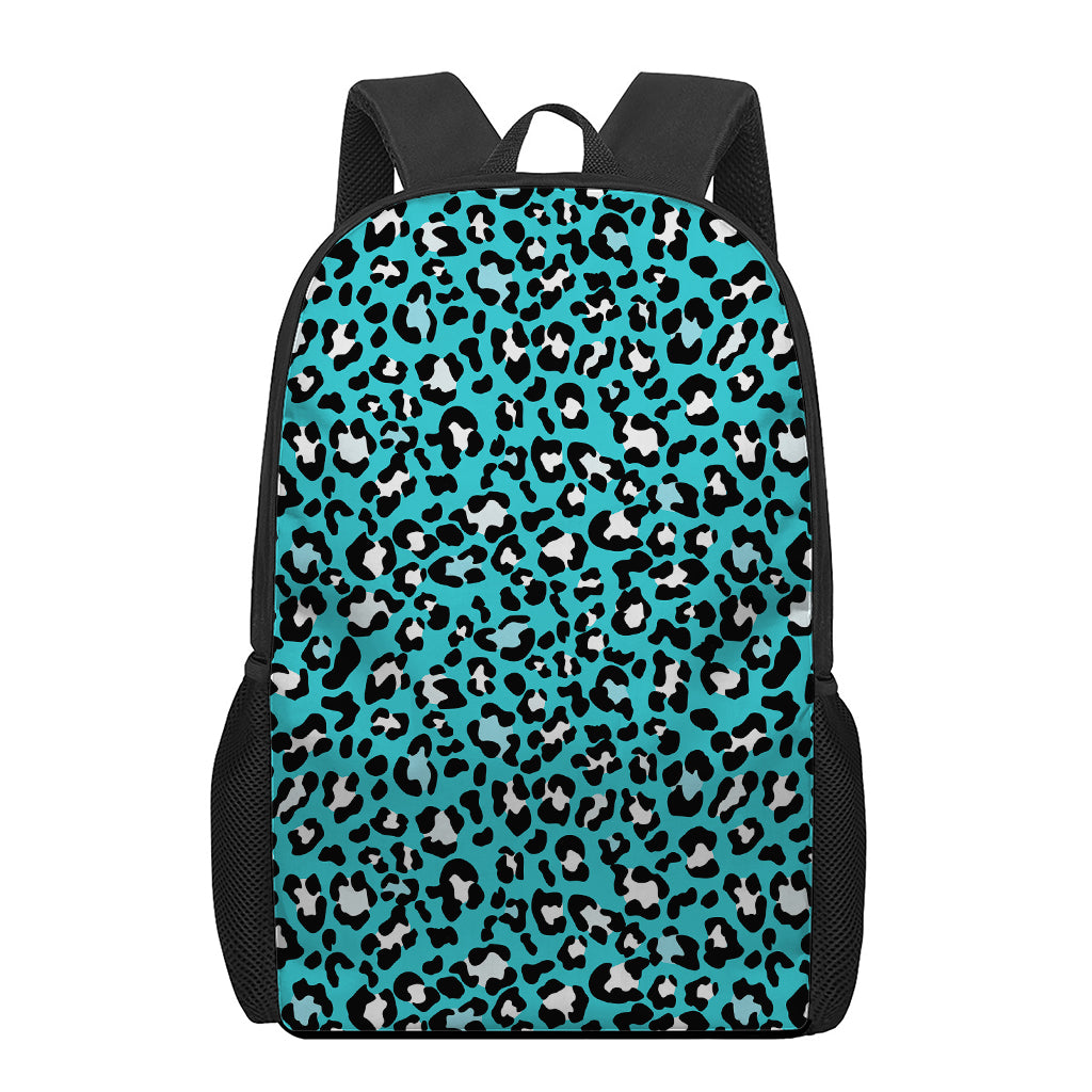 Turquoise Leopard Print 17 Inch Backpack