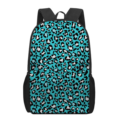 Turquoise Leopard Print 17 Inch Backpack