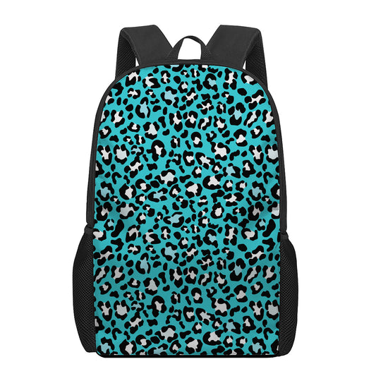 Turquoise Leopard Print 17 Inch Backpack
