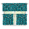 Turquoise Leopard Print 3 Piece Kitchen Curtains