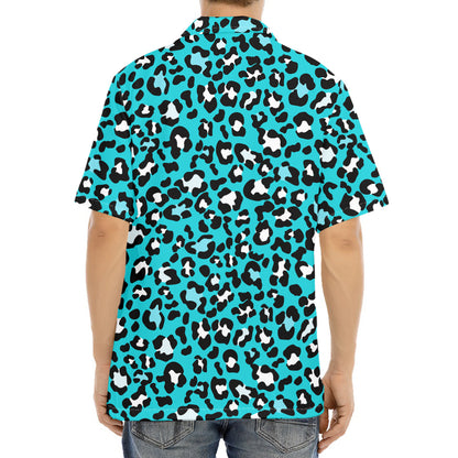 Turquoise Leopard Print Aloha Shirt