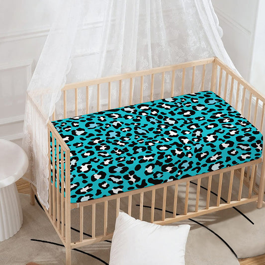Turquoise Leopard Print Baby Crib Sheet