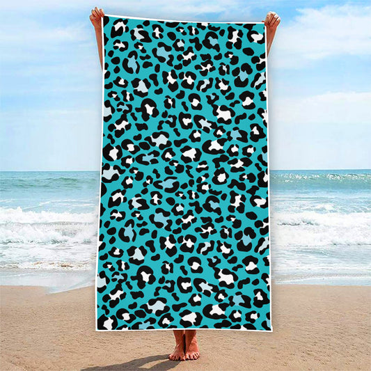 Turquoise Leopard Print Beach Towel