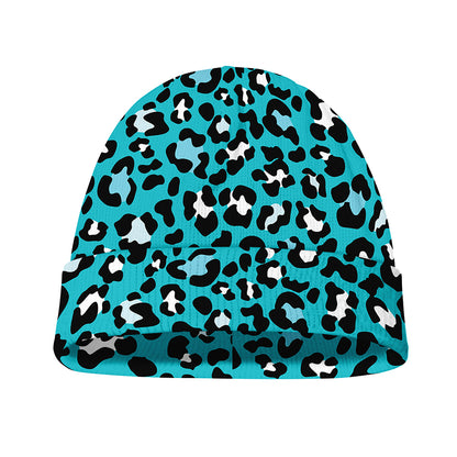 Turquoise Leopard Print Beanie