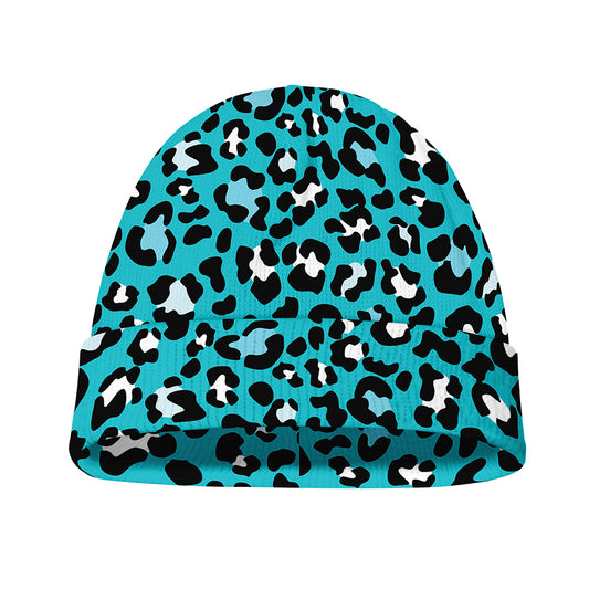 Turquoise Leopard Print Beanie
