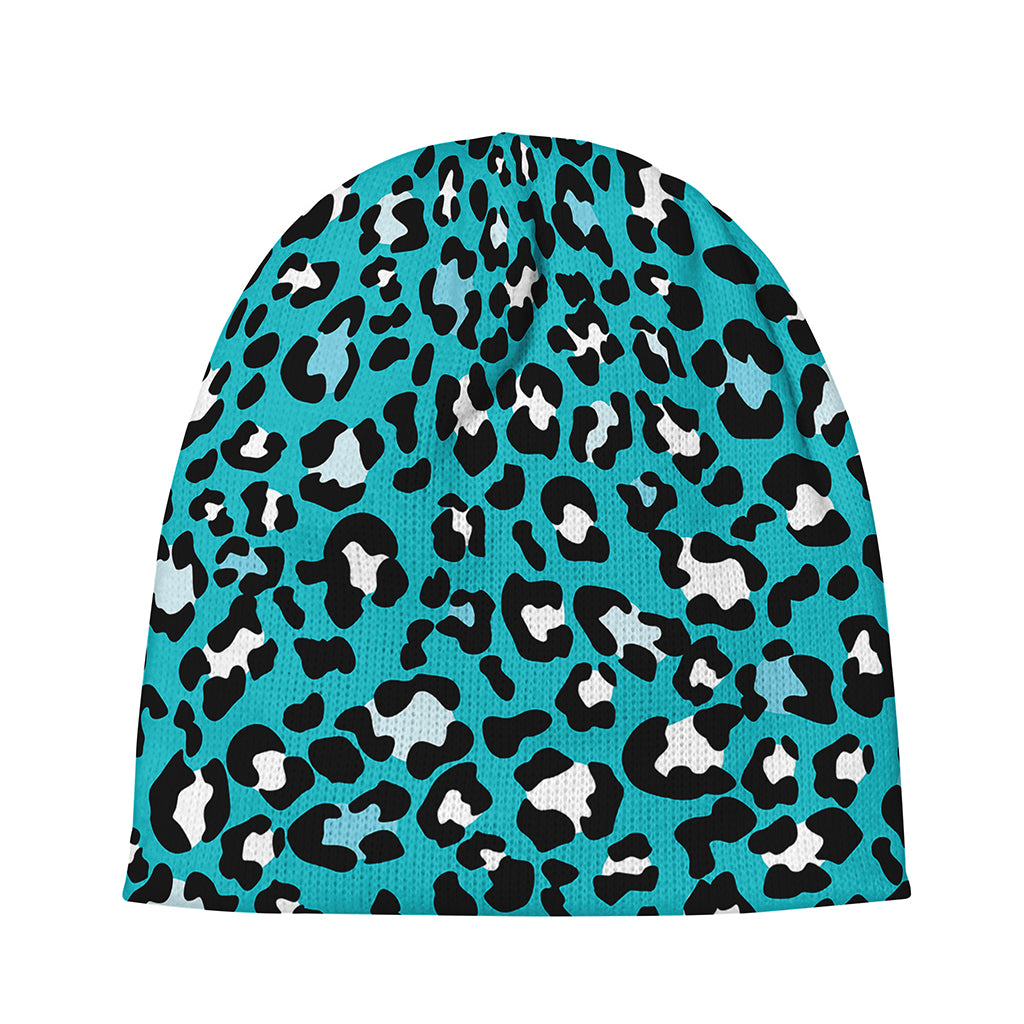 Turquoise Leopard Print Beanie